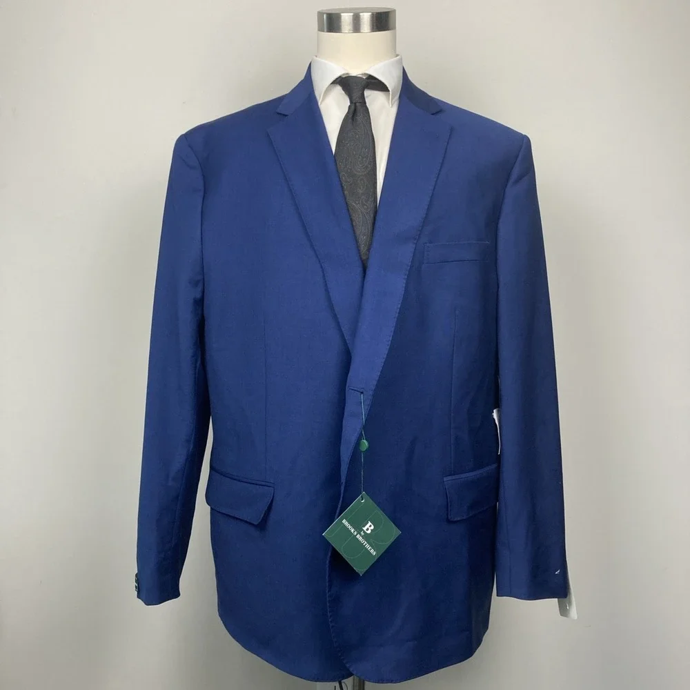 B By Brooks Brothers Men's Blue Classic-Fit‎ Stretch Wool Suit Jacket Size 54R
